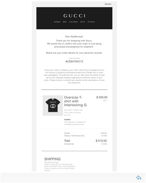 gucci order confirmed.